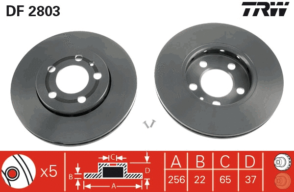 TRW féktárcsa - DF2803 - TothCarparts