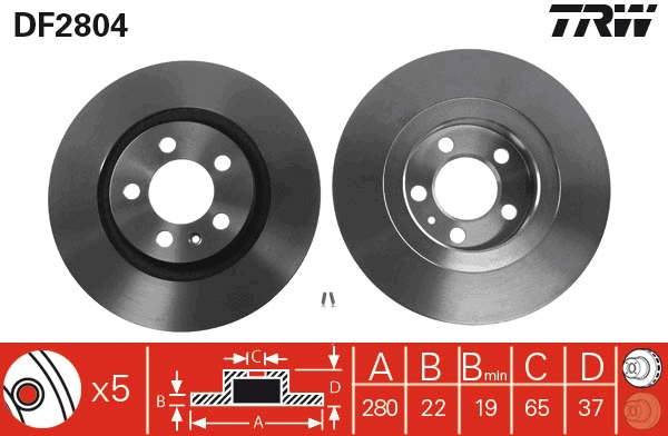 TRW féktárcsa - DF2804 - TothCarparts