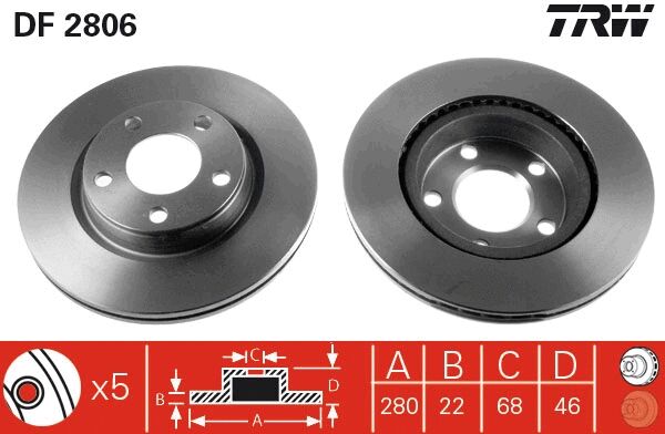 TRW féktárcsa - DF2806 - TothCarparts