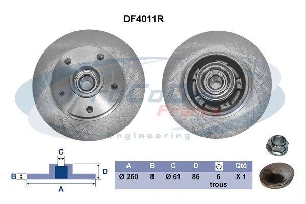 PROCODIS FRANCE féktárcsa - DF4011R - TothCarparts