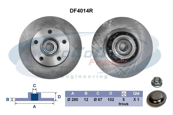 PROCODIS FRANCE féktárcsa - DF4014R - TothCarparts