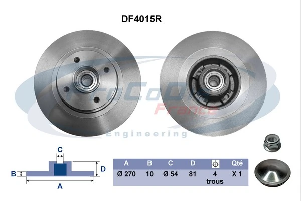 PROCODIS FRANCE féktárcsa - DF4015R - TothCarparts