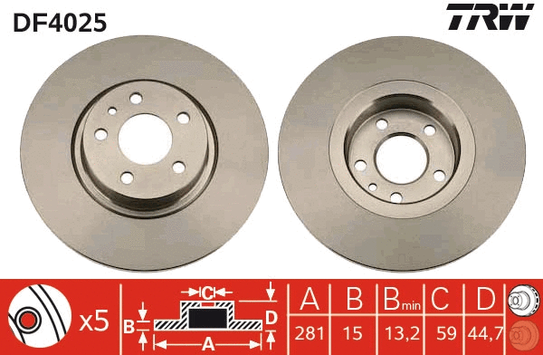TRW féktárcsa - DF4025 - TothCarparts