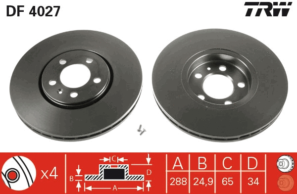 TRW féktárcsa - DF4027 - TothCarparts