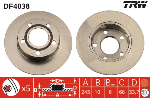 TRW féktárcsa - DF4038 - TothCarparts