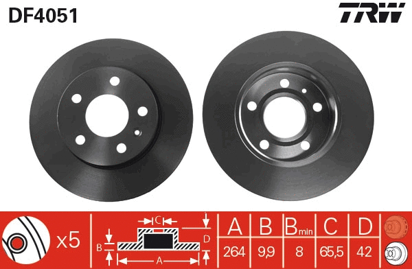 TRW féktárcsa - DF4051 - TothCarparts