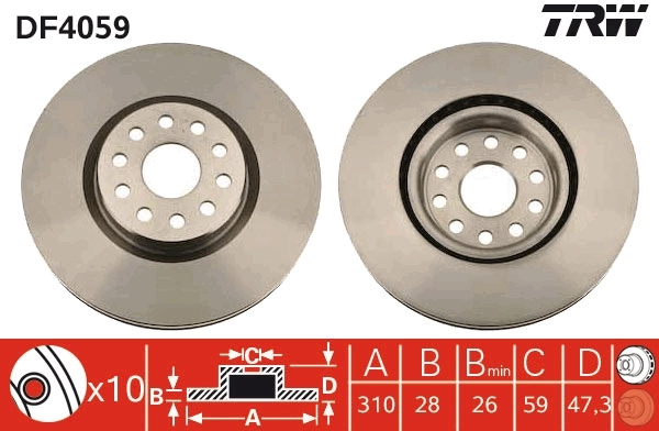 TRW féktárcsa - DF4059 - TothCarparts