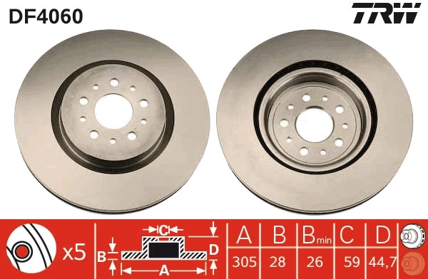 TRW féktárcsa - DF4060 - TothCarparts