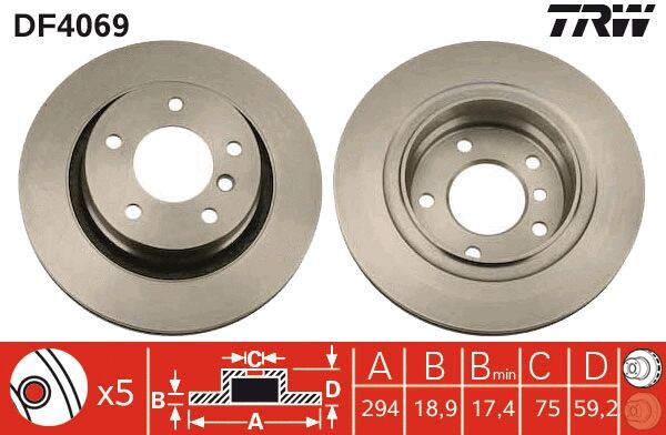 TRW féktárcsa - DF4069 - TothCarparts