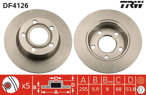 TRW féktárcsa - DF4126 - TothCarparts