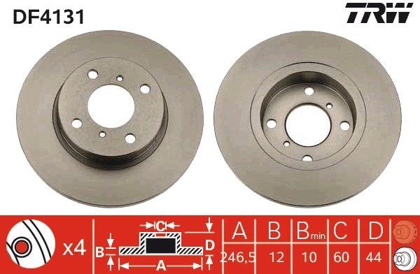 TRW féktárcsa - DF4131 - TothCarparts