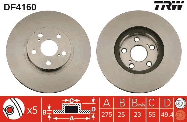 TRW féktárcsa - DF4160 - TothCarparts