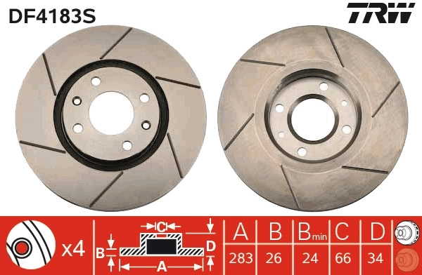 TRW féktárcsa - DF4183S - TothCarparts