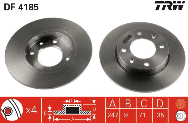 TRW féktárcsa - DF4185 - TothCarparts