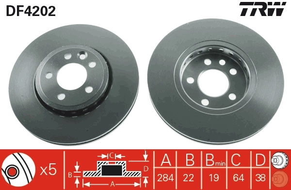 TRW féktárcsa - DF4202 - TothCarparts