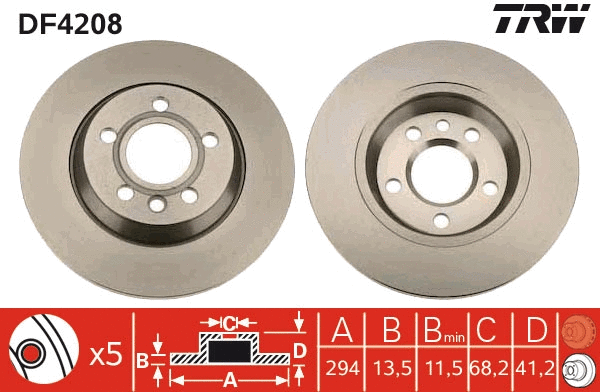 TRW féktárcsa - DF4208 - TothCarparts