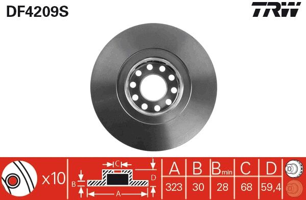 TRW féktárcsa - DF4209S - TothCarparts