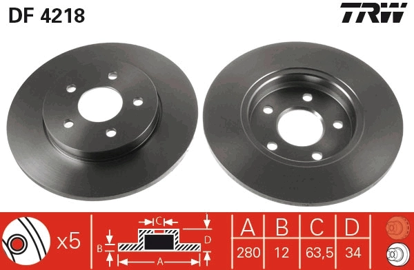 TRW féktárcsa - DF4218 - TothCarparts