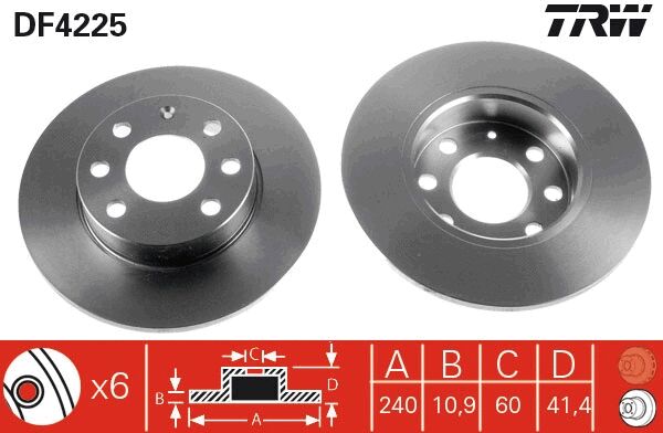 TRW féktárcsa - DF4225 - TothCarparts