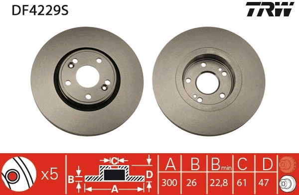TRW féktárcsa - DF4229S - TothCarparts