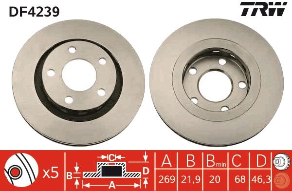 TRW féktárcsa - DF4239 - TothCarparts
