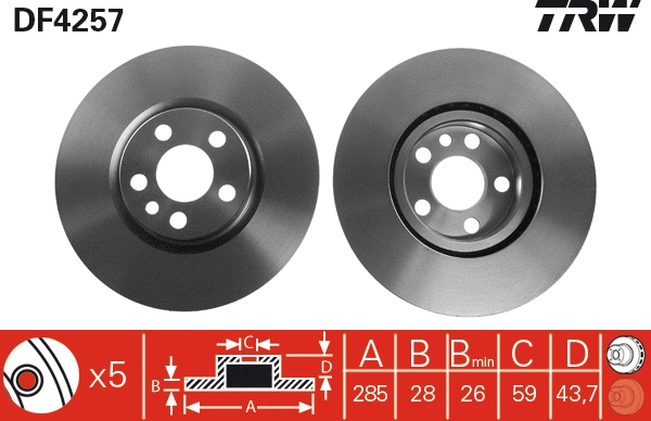 TRW féktárcsa - DF4257 - TothCarparts