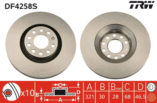 TRW féktárcsa - DF4258S - TothCarparts