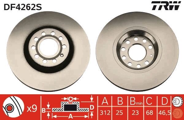 TRW féktárcsa - DF4262S - TothCarparts