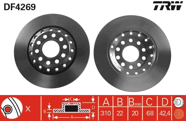 TRW féktárcsa - DF4269 - TothCarparts