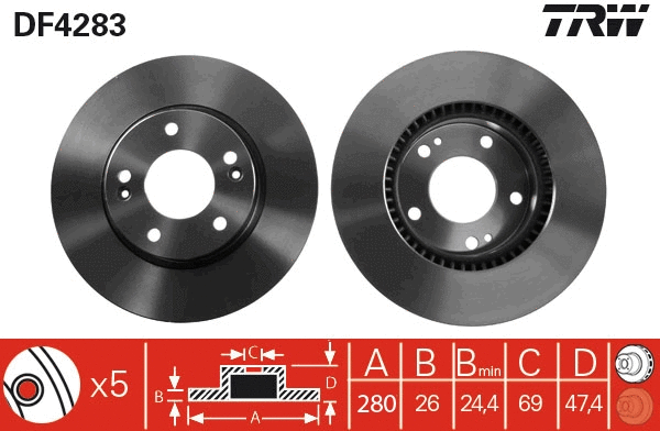 TRW féktárcsa - DF4283 - TothCarparts