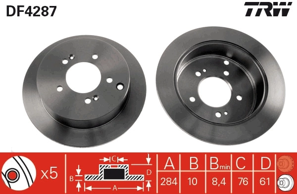 TRW féktárcsa - DF4287 - TothCarparts