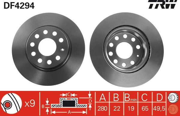 TRW féktárcsa - DF4294 - TothCarparts