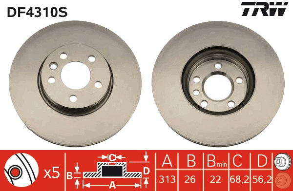 TRW féktárcsa - DF4310S - TothCarparts