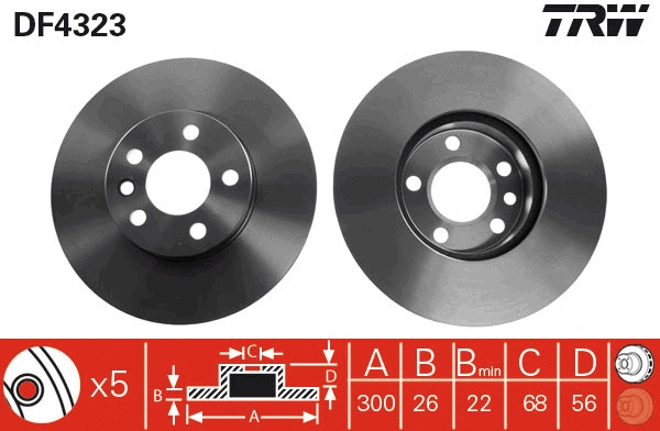 TRW féktárcsa - DF4323 - TothCarparts