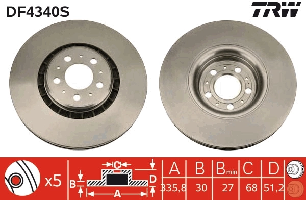 TRW féktárcsa - DF4340S - TothCarparts
