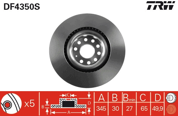 TRW féktárcsa - DF4350S - TothCarparts