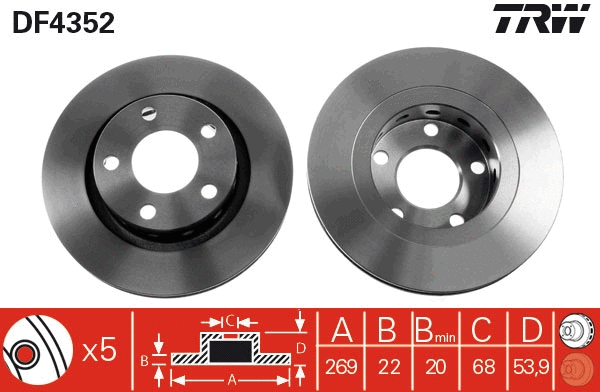 TRW féktárcsa - DF4352 - TothCarparts