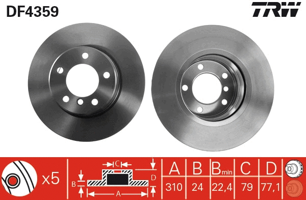TRW féktárcsa - DF4359 - TothCarparts