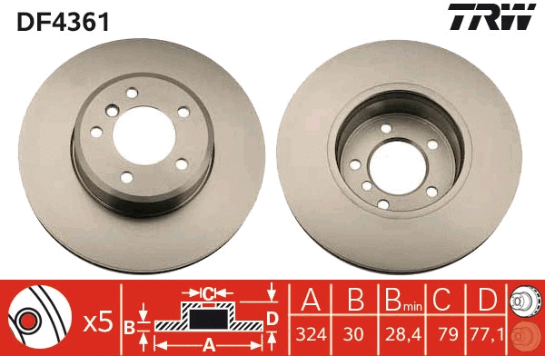 TRW féktárcsa - DF4361 - TothCarparts