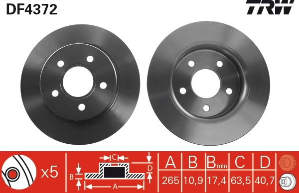 TRW féktárcsa - DF4372 - TothCarparts