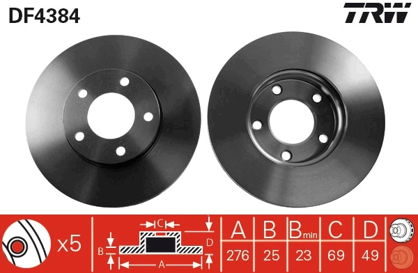 TRW féktárcsa - DF4384 - TothCarparts