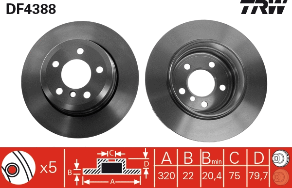 TRW féktárcsa - DF4388 - TothCarparts