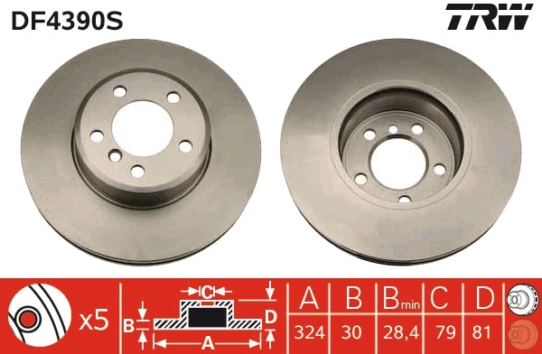 TRW féktárcsa - DF4390S - TothCarparts
