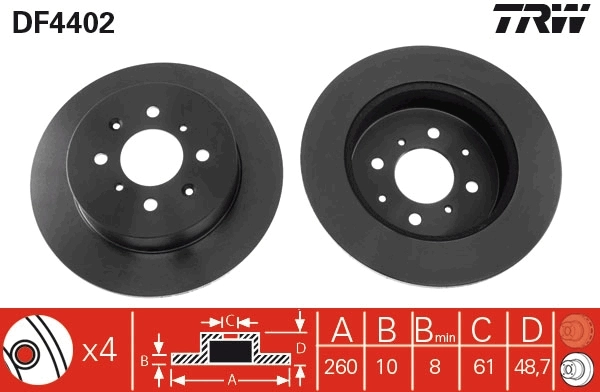 TRW féktárcsa - DF4402 - TothCarparts