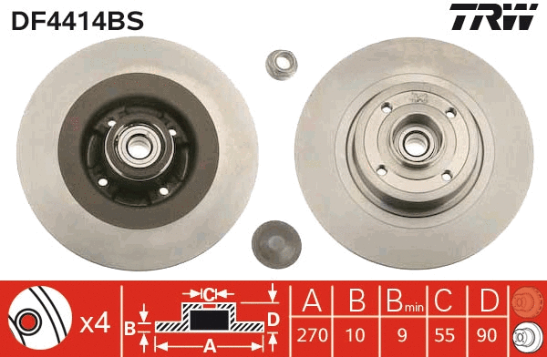 TRW féktárcsa - DF4414BS - TothCarparts