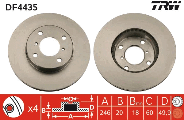 TRW féktárcsa - DF4435 - TothCarparts