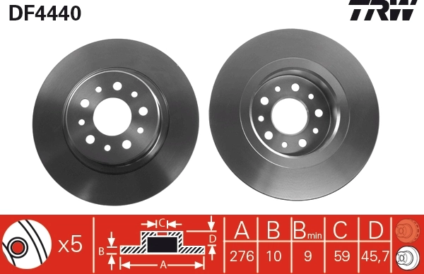 TRW féktárcsa - DF4440 - TothCarparts