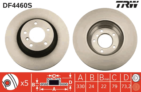 TRW féktárcsa - DF4460S - TothCarparts