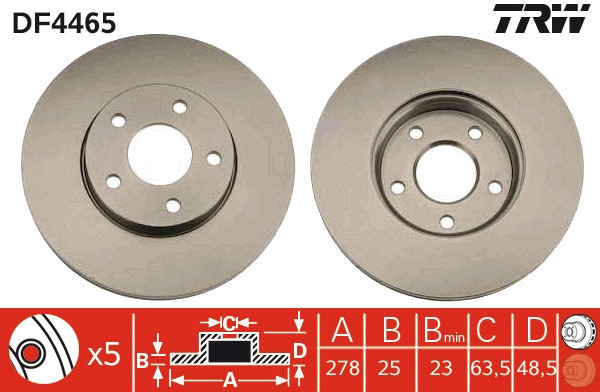 TRW féktárcsa - DF4465 - TothCarparts