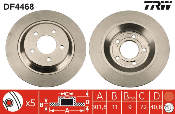 TRW féktárcsa - DF4468 - TothCarparts